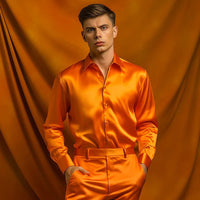 Herrenhemd im glänzenden Business-Stil – Orange