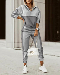 Chloe Premium Jogginganzug | Luxuriöser bequemer Hausanzug für Frauen – Grau