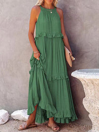 Suzy - Sommer Elegantes Rüschenkleid – Grün