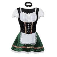 Damen Elegante Mini Oktoberfest Dirndl Kleid – Grün B