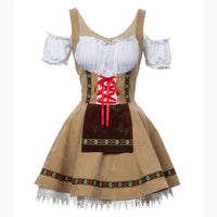 Damen Elegante Mini Oktoberfest Dirndl Kleid – Beige