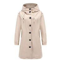 Stylische Damen Regenjacke | Mit Kapuze – Beige