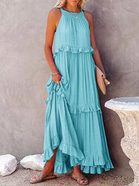 Suzy - Sommer Elegantes Rüschenkleid – Hellblau