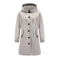 Stylische Damen Regenjacke | Mit Kapuze – Grau