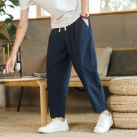Filippo - Leinen Sommer Hosen – Marine