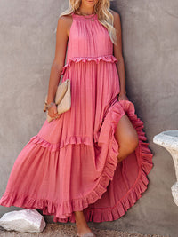 Suzy - Sommer Elegantes Rüschenkleid – Rosa