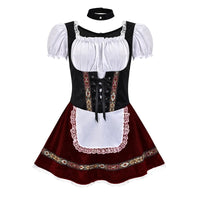 Damen Elegante Mini Oktoberfest Dirndl Kleid – Rot