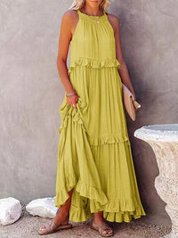 Suzy - Sommer Elegantes Rüschenkleid – Gelb