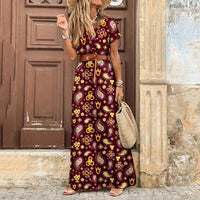 Karin™ | Elegantes Kleid im Ibiza-Stil - Inklusive Gürtel – Rote Blumen