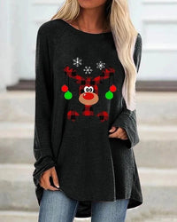 Damen Festlicher Langer Pullover Bequem Strick – Schwarz