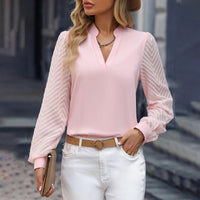 Karin | Anspruchsvolle Chiffonbluse mit transparenten Ärmeln – Rosa