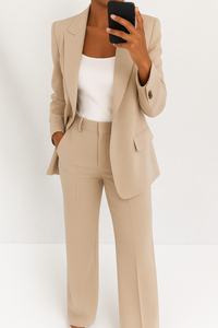 Vera | Eleganter Hosenanzug mit Blazer – Beige