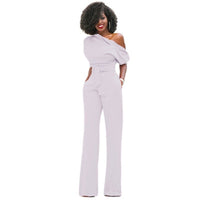 Veronica | Damen One Shoulder Weites Bein Jumpsuit – Weiß
