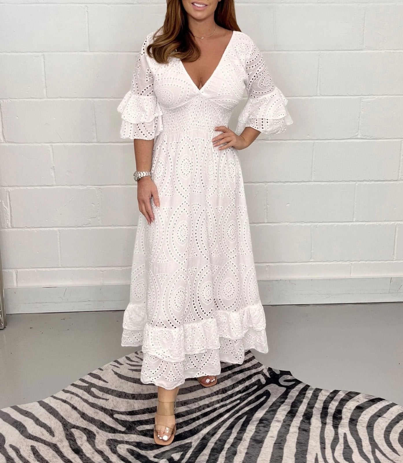 Veronica Kleid mit gerafften Ärmeln