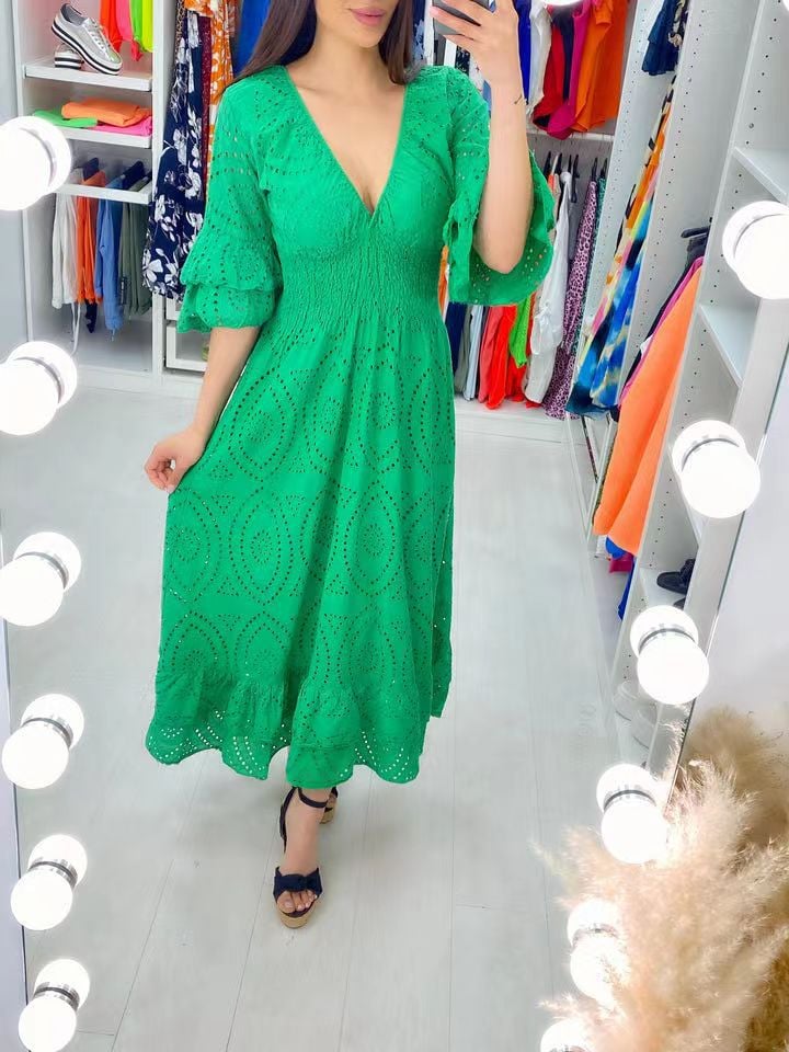 Veronica Kleid mit gerafften Ärmeln