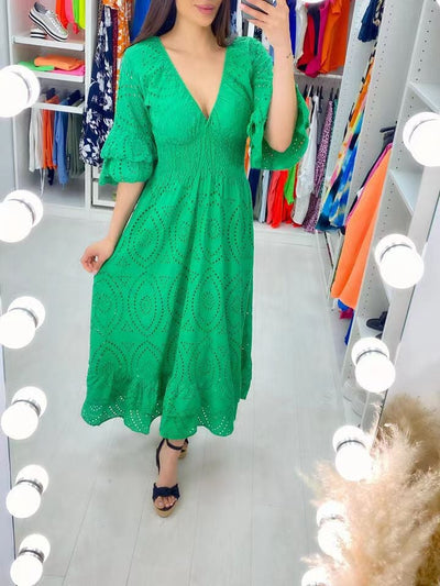 Veronica Kleid mit gerafften Ärmeln