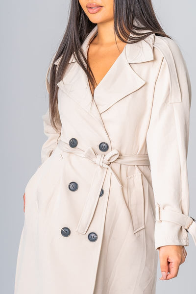 Gurina | Eleganter Trenchcoat Beige mit Gürtel