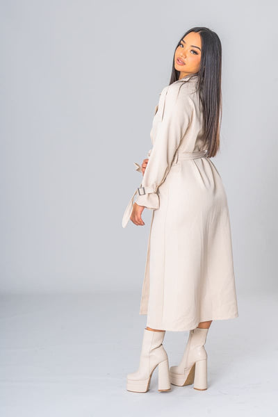 Gurina | Eleganter Trenchcoat Beige mit Gürtel