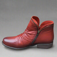 Sighild | Exquisite Lederstiefel mit Reißverschluss – Rot