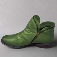 Sighild | Exquisite Lederstiefel mit Reißverschluss – Grün