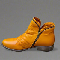Sighild | Exquisite Lederstiefel mit Reißverschluss – Gelb