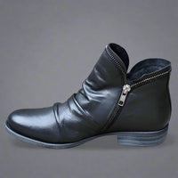 Sighild | Exquisite Lederstiefel mit Reißverschluss – Schwarz