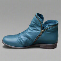 Sighild | Elegante Lederstiefel mit Reißverschluss – Blau