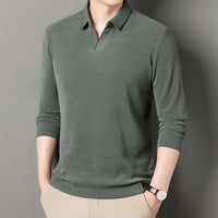 MEYER - LANGARMLIGES STRICK-POLOSHIRT – Hellgrün
