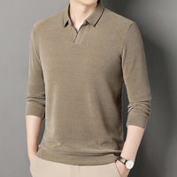 MEYER - LANGARMLIGES STRICK-POLOSHIRT – Khaki