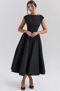 Vintage-Cocktailkleid für Damen | Midi – Schwarz