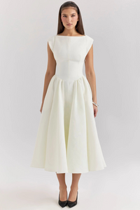 Vintage-Cocktailkleid für Damen | Midi – Weiß