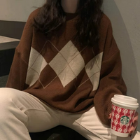 Vintage-Pullover in Übergröß für Damen | Strick – Kaffee