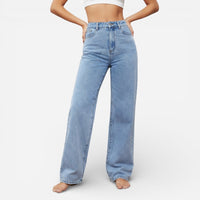 High-Waist Jeans für Damen mit geradem Bein – Hellblau