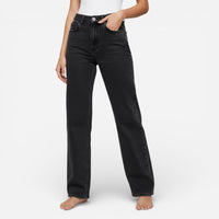 High-Waist Jeans für Damen mit geradem Bein – Schwarz