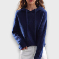 Valenne – Kapuzenpullover mit Zopfmuster – Blau