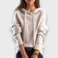 Valenne – Kapuzenpullover mit Zopfmuster – Beige