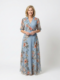 Elowen | Florales Wickel-V-Ausschnitt Maxikleid – Geblümt