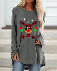 Damen Festlicher Langer Pullover Bequem Strick – Grau