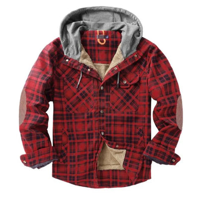Honoree | Herren-Winterjacke aus Samt mit Kapuze und kariertem Innenfutter