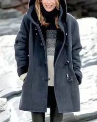 Warme Kapuzenjacke für Damen | Winter – Stahlblau