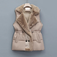 Warme Plüschweste für Damen | Ärmellos – Khaki