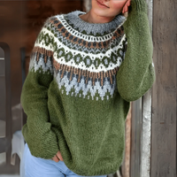 Warmer nordischer Pullover für Damen | Norwegisch – Grün