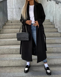 Warmer Vintage-Mantel für Damen | Lang – Schwarz