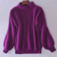 Weicher Pullover für Damen | Rollkragen – Lila