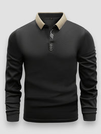 Arlixon - leichtes Langarm-Poloshirt – Schwarz