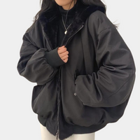 Wibke | Oversized Winterjacke gefüttert – Schwarz