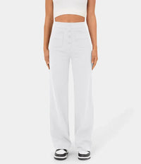 Nina | Elastische Hose mit hoher Taille – Weiß