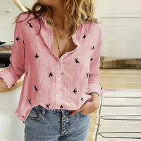 Elegante Bluse für Frauen für jeden Anlass – Rosa mit Vogel