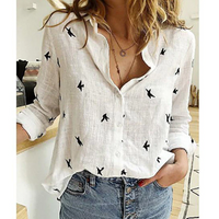 Elegante Bluse für Frauen für jeden Anlass – Weiß mit Vogel