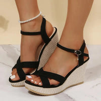 Olga | Damen Keilsandalen Komfort – Keilsandalen Stützend für Sommer 2026 – Schwarz